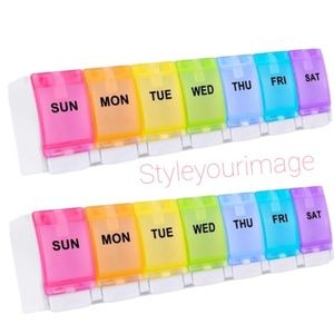 2 Pack Large 7 Day Pill Organizer one Time a Day or Twice a Day, Push Button
